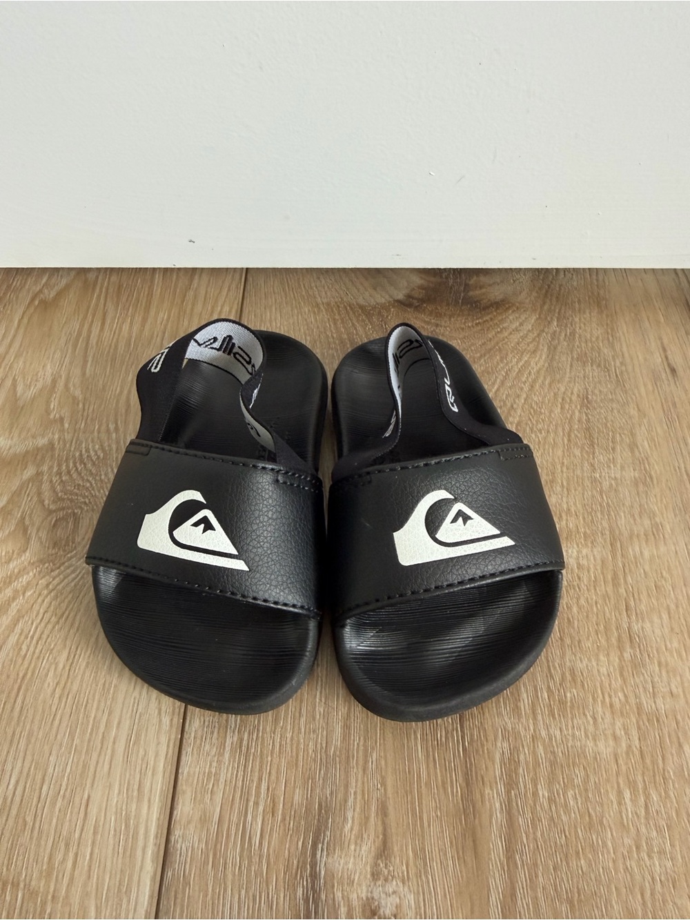 Quiksilver Kids Black Slide Sandals with White Logo